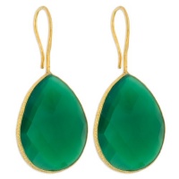 18KT Gold Vermeil Green Onyx Teardrop Earrings 925 Sterling Silver - Kate Middleton 18KT Gold Vermeil Green Onyx Teardrop Earrings 925 Sterling Silver - Kate Middleton