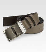 Elk-stamped Italian leather with studded logo buckle.About 1½ wideMade in Italy