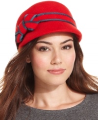 Work your look with this adorable wool felt cap from Nine West, featuring a feminine bow at the band. Work your look with this adorable wool felt cap from Nine West, featuring a feminine bow at the band.