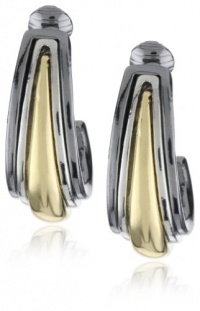 Anne Klein Gold-Tone and Hematite Plated Clip Hoop Earrings Anne Klein Gold-Tone and Hematite Plated Clip Hoop Earrings