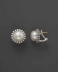 Lagos Sterling Silver Fluted Freshwater Pearl Earrings Lagos Sterling Silver Fluted Freshwater Pearl Earrings