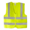 Neiko High Visibility Neon Yellow Zipper Front Safety Vest with Reflective Strips - Meets ANSI/ISEA Standards, Size Large