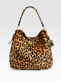 Leopard-print haircalf design with hardware logo detail.Shoulder strap. 7½ dropMagnetic snap closureProtective metal feetOne inside zip pocketTwo inside open pocketsSignature jacquard lining12¾W X 13H X 4½DMade in Italy Leopard-print haircalf design with hardware logo detail.Shoulder strap. 7½ dropMagnetic snap closureProtective metal feetOne inside zip pocketTwo inside open pocketsSignature jacquard lining12¾W X 13H X 4½DMade in Italy