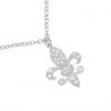 Meira T Solid 14K White Gold & Diamonds Fleur De Lis Amor Love Necklace