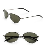 Look sleek with these polished double-bridge frames. Available in black chrome with G-15 polarized lens. Metal frames 100% UV protection Imported 