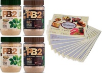 Powdered Peanut Butter - 85% Less Fat and Calories - 4 Pack - 2 PB2 Jars and 2 PB2 Cocoa Jars - 6.5oz Each - Free Bonus PB2 Recipe Cards Included (17 Cards in Total) Powdered Peanut Butter - 85% Less Fat and Calories - 4 Pack - 2 PB2 Jars and 2 PB2 Cocoa Jars - 6.5oz Each - Free Bonus PB2 Recipe Cards Included (17 Cards in Total)