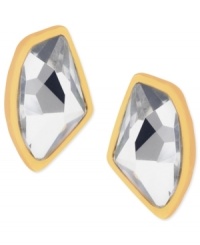 A touch of glass goes a long way. This pair of stud earrings from Robert Lee Morris is crafted from gold-tone mixed metal with geometric stones providing a sparkling display. Approximate drop: 3/4 inch. A touch of glass goes a long way. This pair of stud earrings from Robert Lee Morris is crafted from gold-tone mixed metal with geometric stones providing a sparkling display. Approximate drop: 3/4 inch.