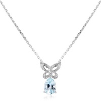 Diamond & Blue Topaz Butterfly Pendant in Sterling Silver w/18in Chain Diamond & Blue Topaz Butterfly Pendant in Sterling Silver w/18in Chain