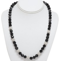 10mm Black Hemitate and White Crystal Pave Disco Ball Adjustable Necklace Chain 10mm Black Hemitate and White Crystal Pave Disco Ball Adjustable Necklace Chain
