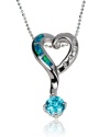 Sterling Silver Opal and Cubic Zirconia Heart Pendant, Comes on an 18 Sterling Silver Diamond Cut Ball Chain, Gift Box