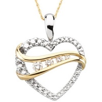 14K Two-tone Gold Diamond Journey of Blessings Diamond Heart Pendant -- LIFETIME WARRANTY 14K Two-tone Gold Diamond Journey of Blessings Diamond Heart Pendant -- LIFETIME WARRANTY