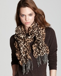 Wildly warm with all-over ruching, Aqua's leopard-print scarf lends a chic, bundled-up look. Wildly warm with all-over ruching, Aqua's leopard-print scarf lends a chic, bundled-up look.