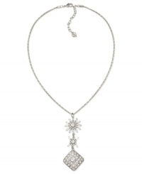 Simply elegant. Carolee's necklace is crafted from silver-tone mixed metal with a triple pendant at the center, which brings a bit of understated style to any affair. Approximate length: 17 inches + 2-inch extender. Approximate drop: 2-1/2 inches. Simply elegant. Carolee's necklace is crafted from silver-tone mixed metal with a triple pendant at the center, which brings a bit of understated style to any affair. Approximate length: 17 inches + 2-inch extender. Approximate drop: 2-1/2 inches.