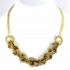 Alfani Necklace, Gold-Tone Braided Mesh and Bead Frontal Necklace