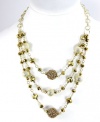 Alfani Necklace, Gold-Tone Textured Bead 3 Row Illusion Necklace