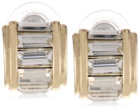 Anne Klein Hylan Gold-Tone Crystal Mini Baguette Hoop Earrings Anne Klein Hylan Gold-Tone Crystal Mini Baguette Hoop Earrings