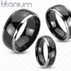 Solid Titanium Mirror Polished Black Ion Plated Silver Edged Band Ring; Comes with Free Gift Box