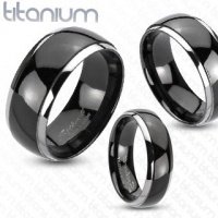 Solid Titanium Mirror Polished Black Ion Plated Silver Edged Band Ring; Comes with Free Gift Box Solid Titanium Mirror Polished Black Ion Plated Silver Edged Band Ring; Comes with Free Gift Box