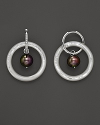 Lisa Nik Earth & Sea Black Pearl Hoop Trio with Diamonds Lisa Nik Earth & Sea Black Pearl Hoop Trio with Diamonds