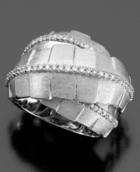 Distinctly modern style with a fabulous finish. This glamorous ring from Balissima by Effy Collection features round-cut diamond (3/8 ct. t.w.) set in sterling silver. Size 7. Distinctly modern style with a fabulous finish. This glamorous ring from Balissima by Effy Collection features round-cut diamond (3/8 ct. t.w.) set in sterling silver. Size 7.