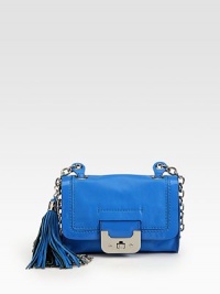A demure turnlock-flap silhouette, crafted from sleek leather and finished with a removable tassel and patent leather trim.Chain and leather shoulder strap, 24 dropTurn-lock flap closureOne outside open pocketOne inside zip pocketCotton lining7W X 5H X 1½DImported A demure turnlock-flap silhouette, crafted from sleek leather and finished with a removable tassel and patent leather trim.Chain and leather shoulder strap, 24 dropTurn-lock flap closureOne outside open pocketOne inside zip pocketCotton lining7W X 5H X 1½DImported