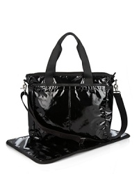 An utterly chic baby bag from LeSportsac, crafted of durable patent nylon. Includes a changing pad and an interior stroller strap with dogclip closures. An utterly chic baby bag from LeSportsac, crafted of durable patent nylon. Includes a changing pad and an interior stroller strap with dogclip closures.