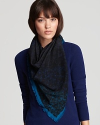 Elevate your scarf style with Burberry's take on tweed, featuring a luxe silk fabrication, black-and-navy print and turquoise border. Elevate your scarf style with Burberry's take on tweed, featuring a luxe silk fabrication, black-and-navy print and turquoise border.