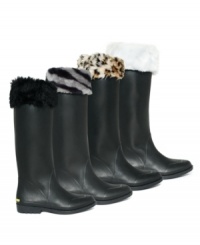 Freezing toes need a fierce fix. Make your rain boots winter-ready with these fabulous faux fur liners by Betsey Johnson. Freezing toes need a fierce fix. Make your rain boots winter-ready with these fabulous faux fur liners by Betsey Johnson.