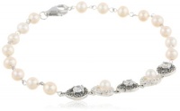 Judith Jack Pearlette Sterling Silver, Marcasite and Fresh Water Pearl Linear Line Bracelet, 7.5 Judith Jack Pearlette Sterling Silver, Marcasite and Fresh Water Pearl Linear Line Bracelet, 7.5