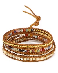 Adopt an earthy approach to accessorizing with this leather wrap bracelet from Chan Luu, boasting an eclectic mix of semi-precious beads. Its effortless worn individually or piled high. Adopt an earthy approach to accessorizing with this leather wrap bracelet from Chan Luu, boasting an eclectic mix of semi-precious beads. Its effortless worn individually or piled high.