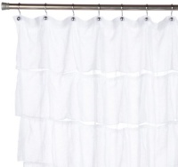 Carnation Home Fashions Carmen Crushed Voile Fabric Shower Curtain, White Carnation Home Fashions Carmen Crushed Voile Fabric Shower Curtain, White