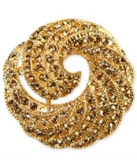A wave of alluring fashion, by Jones New York. This stunning pin is styled in a swirling, wave-inspired design and is embellished with glass accents. Crafted in gold tone mixed metal. Approximate length: 1-3/4 inches. Includes gift box. A wave of alluring fashion, by Jones New York. This stunning pin is styled in a swirling, wave-inspired design and is embellished with glass accents. Crafted in gold tone mixed metal. Approximate length: 1-3/4 inches. Includes gift box.