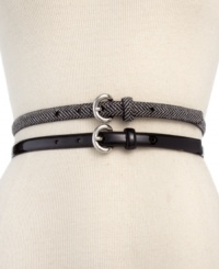 Double up or let each stand alone, this set of skinny belts by Style&co. gives you creative style options. Double up or let each stand alone, this set of skinny belts by Style&co. gives you creative style options.