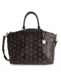 Have it both ways: The 1975 heritage-print Dooney & Bourke satchel converts to a shoulder bag with the addition of an optional long strap. Have it both ways: The 1975 heritage-print Dooney & Bourke satchel converts to a shoulder bag with the addition of an optional long strap.