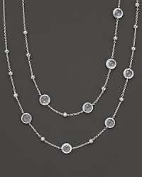 Sterling silver hammered ball illusion chain in clear quartz. Designed by Ippolita. Sterling silver hammered ball illusion chain in clear quartz. Designed by Ippolita.