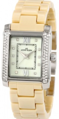Anne Klein Women's 10/9923CMTN Swarovski Crystal Accented Beige Silver-Tone Ceramic Watch Anne Klein Women's 10/9923CMTN Swarovski Crystal Accented Beige Silver-Tone Ceramic Watch