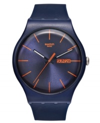 Hit the courts with this bold athletic watch from Swatch's Roland-Garros Bleue collection. Hit the courts with this bold athletic watch from Swatch's Roland-Garros Bleue collection.