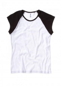Bella Women's 1x1 Baby Rib Contrast Cap-Sleeve Raglan T-Shirt BEL2020 Bella Women's 1x1 Baby Rib Contrast Cap-Sleeve Raglan T-Shirt BEL2020