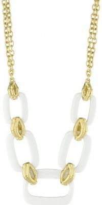 T Tahari Bamboo White and Gold Link Necklace T Tahari Bamboo White and Gold Link Necklace