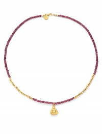 THE LOOKBeaded designBuddha pendantGarnet and pyrite stones22k goldplated vermeil sterling silver charm accentsLobster claspTHE MEASUREMENTLength, about 16ORIGINMade in USA of imported materials THE LOOKBeaded designBuddha pendantGarnet and pyrite stones22k goldplated vermeil sterling silver charm accentsLobster claspTHE MEASUREMENTLength, about 16ORIGINMade in USA of imported materials