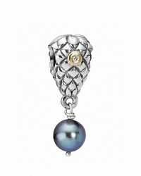 As tempting as a bunch of fresh grapes, this PANDORA charm features a textured sterling silver accented with a 14K gold bezel-set diamond and dangling blue freshwater pearl. As tempting as a bunch of fresh grapes, this PANDORA charm features a textured sterling silver accented with a 14K gold bezel-set diamond and dangling blue freshwater pearl.