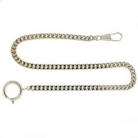 Pocket Watch Chain Fob Curb Link Design Silver-Tone 14 Pocket Watch Chain Fob Curb Link Design Silver-Tone 14