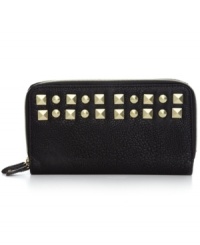 Take a tough girl approach to everyday organization with this studded wallet from Steve Madden. Ideally sized to slip inside a handbag, it boasts plenty of pockets and compartments for all the essentials. Take a tough girl approach to everyday organization with this studded wallet from Steve Madden. Ideally sized to slip inside a handbag, it boasts plenty of pockets and compartments for all the essentials.
