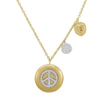 Yellow Gold Peace Sign Charm Necklace by Meira T Yellow Gold Peace Sign Charm Necklace by Meira T