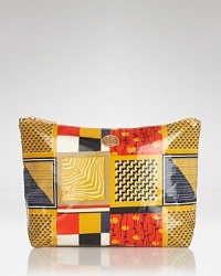 Hit print with this coated canvas cosmetics case from Tory Burch, featuring contrasting patterns and the label's signature logo. Hit print with this coated canvas cosmetics case from Tory Burch, featuring contrasting patterns and the label's signature logo.