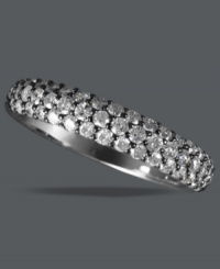 Perfect sparkle in a chic, pave setting. EFFY Collection's glamorous ring features dozens of round-cut diamonds (3/4 ct. t.w.) in a 14k white gold and black rhodium band. Size 7. Perfect sparkle in a chic, pave setting. EFFY Collection's glamorous ring features dozens of round-cut diamonds (3/4 ct. t.w.) in a 14k white gold and black rhodium band. Size 7.