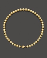 14 Kt. Yellow Gold and Golden South Sea Pearl Necklace, 17 14 Kt. Yellow Gold and Golden South Sea Pearl Necklace, 17