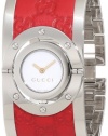 Gucci Women's YA112435 Twirl Red Guccissima Leather Bangle Watch