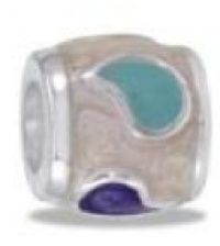 DaVinci Decorative Colorful Abstract Art Deco Design with Pearlized Epoxy & CZ Crystals European/Memory Charm Double Sterling Layered Bead - Fits Pandora Bracelets DaVinci Decorative Colorful Abstract Art Deco Design with Pearlized Epoxy & CZ Crystals European/Memory Charm Double Sterling Layered Bead - Fits Pandora Bracelets