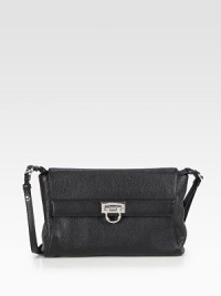 A chic and compact design in luxurious pebbled leather; perfect for your daily essentials.Shoulder strap, 14 dropFlip-lock flap closureOne inside zip pocketTwo inside open pocketsCotton lining10½W X 6½H X 3¼DImported A chic and compact design in luxurious pebbled leather; perfect for your daily essentials.Shoulder strap, 14 dropFlip-lock flap closureOne inside zip pocketTwo inside open pocketsCotton lining10½W X 6½H X 3¼DImported